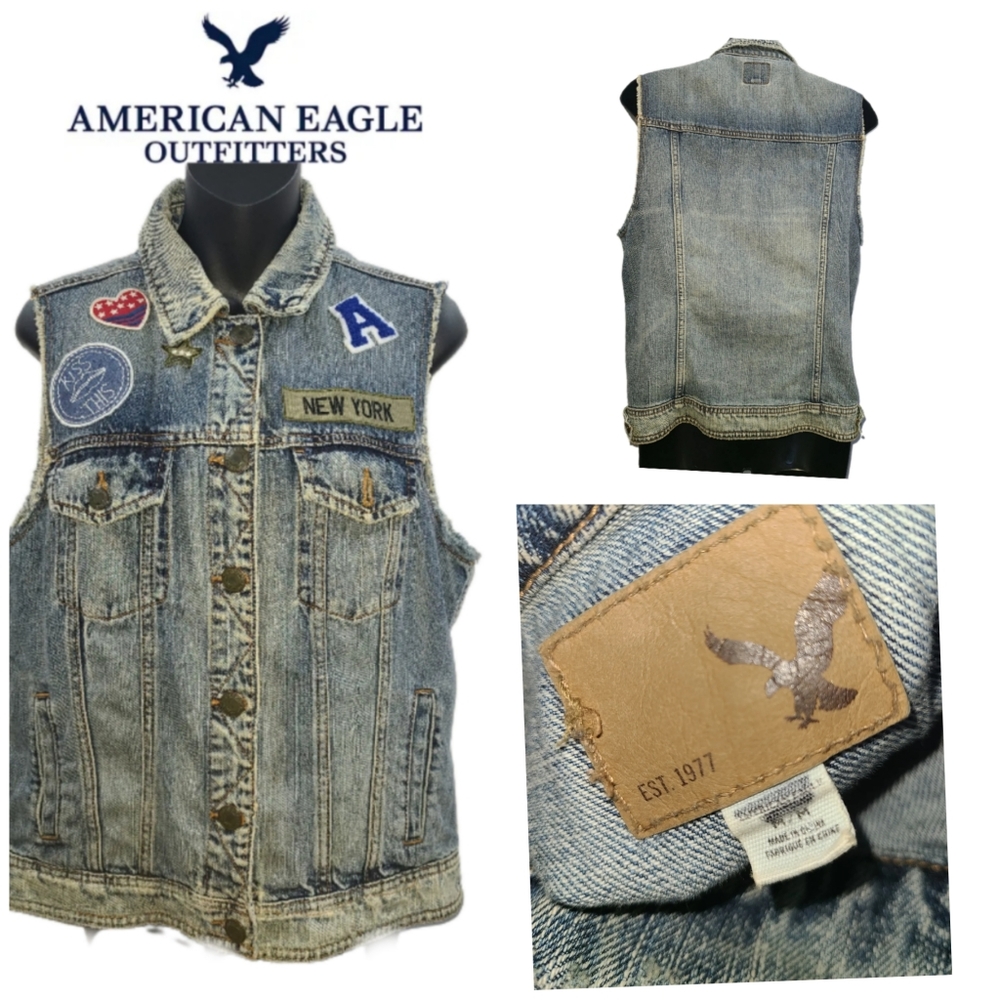 American Eagle Outfitters Patch Jean Vest View 3
